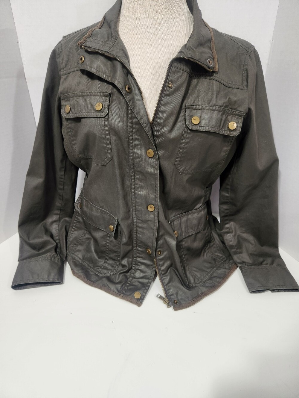 Tommy Hilfiger Olive Green Utility Jacket with Snap Pockets